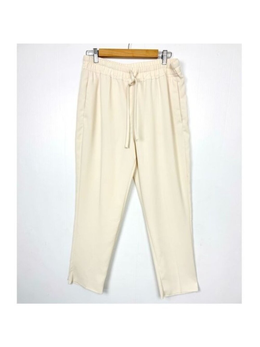 REISS Elaina ivory Satin Pull On Tapered leg Pants 8